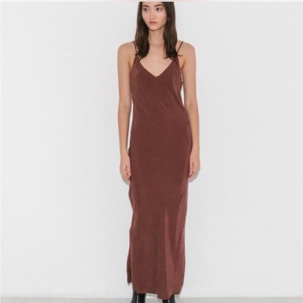 Ozma Cupro Anaise Slip Dress in Adobe - Picture 2 of 13